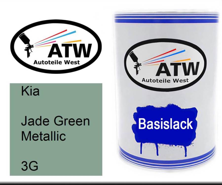 Kia, Jade Green Metallic, 3G: 500ml Lackdose, von ATW Autoteile West.